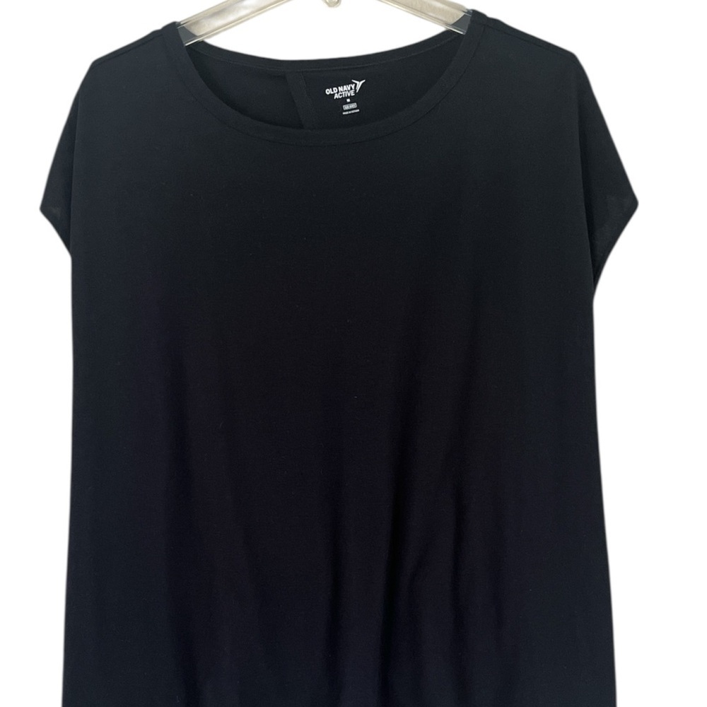 Old Navy Active Go Dry Classic Black Short Sleeve Tee Open Back Twisted Size M